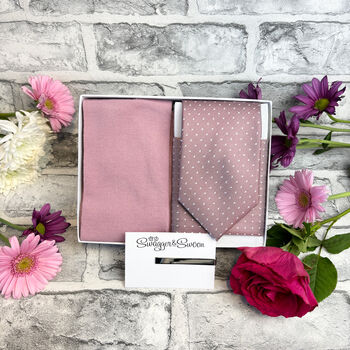 Desert Rose Pin Dots Wedding Tie Set, 5 of 6