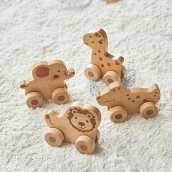 Set Of Four Push Along Wooden Toy Animals, 3 of 8