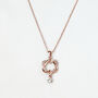 14k Rose Gold Colour Plated Interwoven Hearts Pendant Necklace, thumbnail 1 of 3