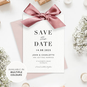 Luxury Ribbon Bow Wedding Save The Date With Envelope, 3 of 12