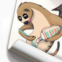 Meerkat Brushing Teeth In Bathroom, Funny Toilet Art, thumbnail 5 of 9