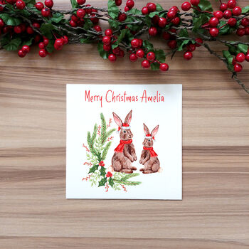 Personalised Rabbit Christmas Card, 3 of 6