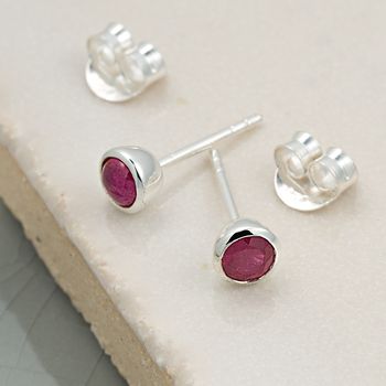 Sterling Silver Birthstone Stud Earrings, 10 of 12