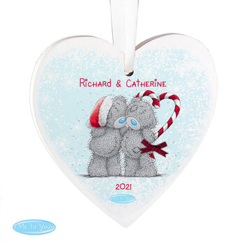 Personalised Couple Christmas Wooden Heart Decoration, 2 of 3