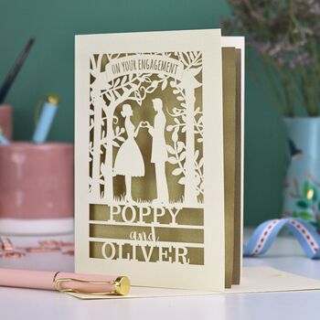 Personalised Papercut Couple Engagement Card, 4 of 7