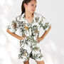 Giraffe And Leopard Print 100% Cotton Ladies Pyjama Short Set In White, thumbnail 1 of 5