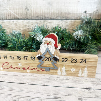 Wooden Santa Claus Advent Calendar Countdown Decor, 3 of 6