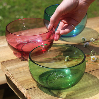 Personalised Coloured Glass Bowl, 2 of 3