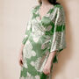 Green Hydrangea Print Crepe Wrap Dress, thumbnail 1 of 2