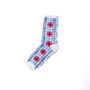 Tartan Sheer Socks Blue And Red, thumbnail 2 of 5