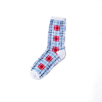 Tartan Sheer Socks Blue And Red, 2 of 5
