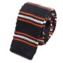 Navy Blue And Orange Striped Iv Silk Knitted Tie, thumbnail 1 of 3