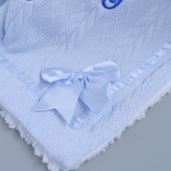 Personalised Blue Baby Blanket With A Bow, 2 of 6
