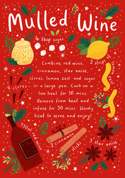 Festive Christmas Card, Mulled Wine Recipe Card, 3 of 3