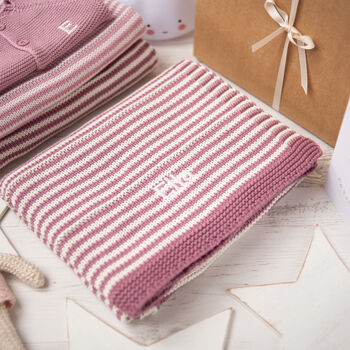 Dawn Pink And Petal Pink Dainty Stripe Baby Blanket, 3 of 12