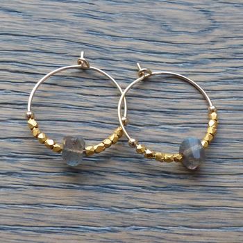Sterling Silver And Labradorite Hoops, 6 of 12