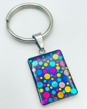 Rectangle Disco Keyring With Colourful Sparkles, 7 of 8