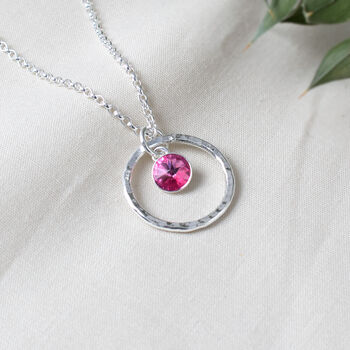 Sterling Silver Eternity Circle And Birthstone Necklace, 3 of 5