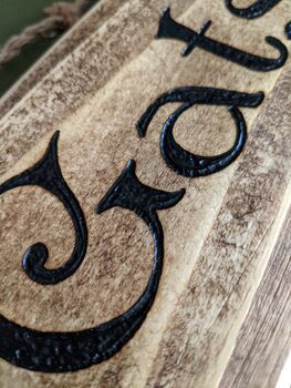 Hand Engraved Personalised Wooden Door Plaque, 4 of 4
