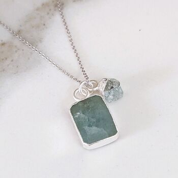 The Duo Aquamarine Necklace, Sterling Silver, 5 of 11