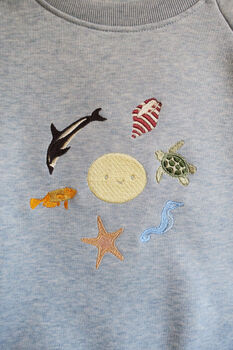 Children's Organic Heather Blue Sea Sweatshirt, 3 of 3