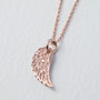 18ct Rose Gold Plated Angel Wing Necklace, thumbnail 2 of 3