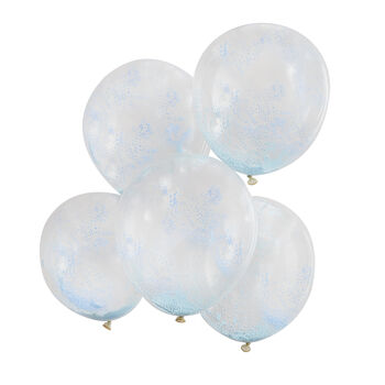 Pastel Blue Foam Bead Confetti Filled Balloons, 2 of 2