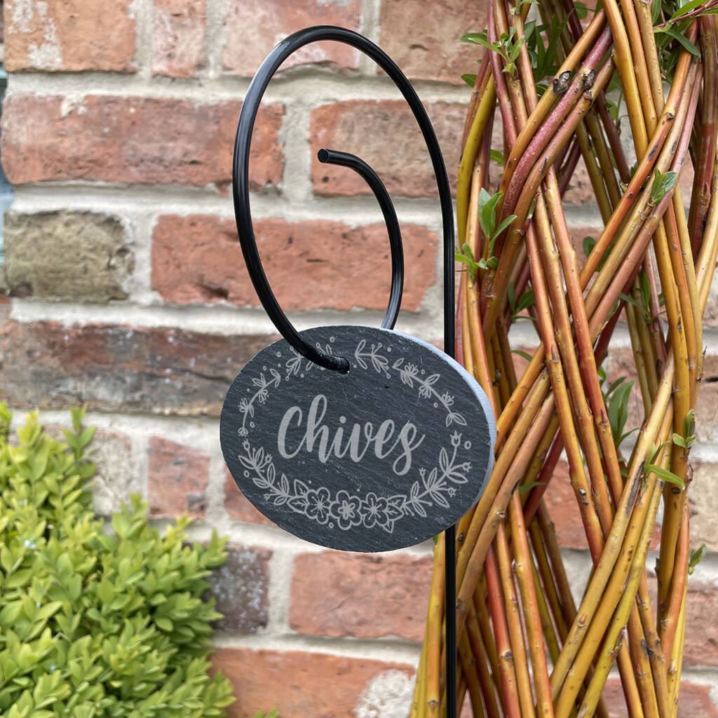 Personalised Floral Frame Garden Slate Tag Wire Holder By Love Lumi Ltd