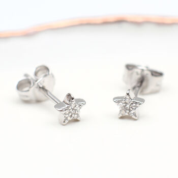 Sterling Silver And Crystal Star Stud Earrings, 2 of 5