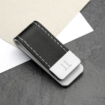 Personalised Black Vegan Leather Money Clip, 2 of 10