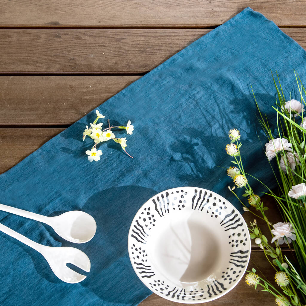 Soft Linen Blue Handmade Table Runner, 1 of 5