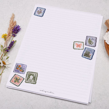 A4 Letter Writing Paper Floral Stamp Design, 3 of 4