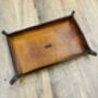 Personalised Rectangle Burnt Tan Leather Desk Tray, thumbnail 9 of 12