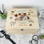 Personalised 'Our Adventures' Kids Doodles Pine Memory Box Five Sizes 16cm | 20cm | 26cm | 30cm | 36cm, thumbnail 1 of 9