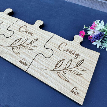 Personalised Oak Jigsaw Coaster Set Of Three, 3 of 4