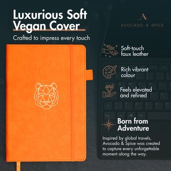 Orange Tiger A5 Journal With Strap, Bookmark And Pen Holder, 2 of 7
