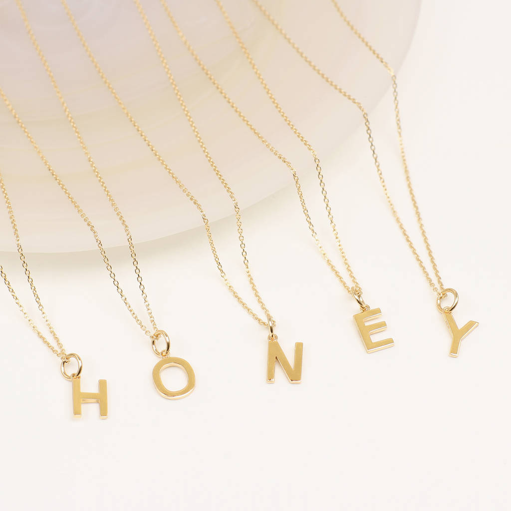 18ct Yellow Gold Plated Initial Necklace, 1 of 4