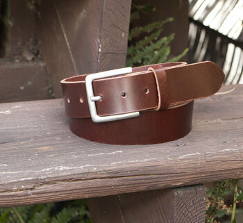 Men's Brown Leather Mens Belt Premium Handmade, 2 of 5