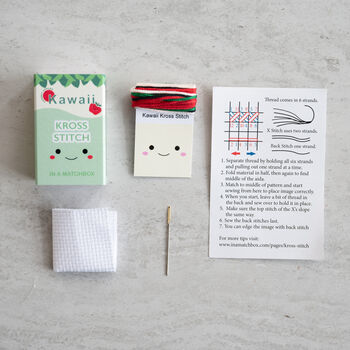 Kawaii Apple Mini Cross Stitch Kit, 4 of 8