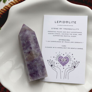 Lepidolite Crystal Tower With Optional Moon Or Tumble, 4 of 9