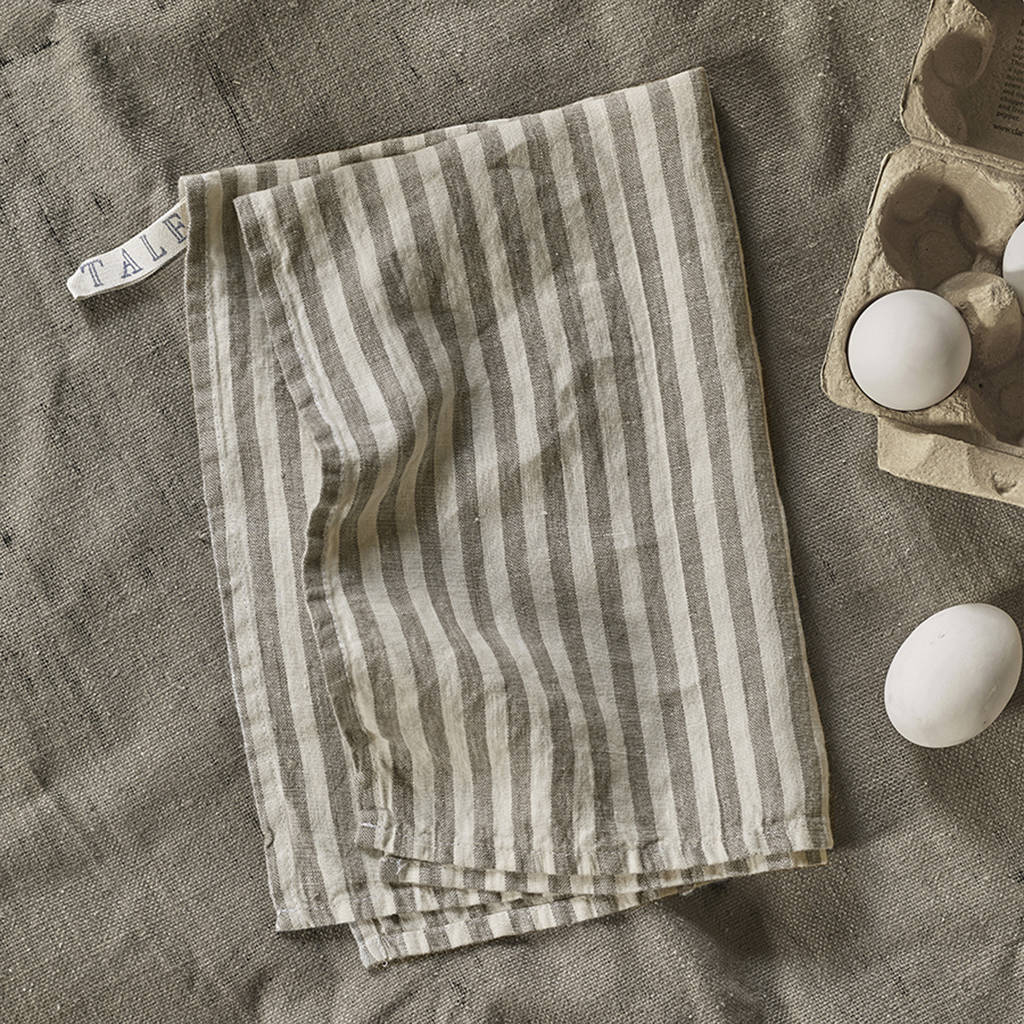 Striped Linen Tea Towel By Rowen & Wren