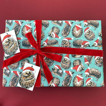 Hedgehog Christmas Wrapping Paper, 7 of 12