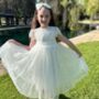 Audrey In Ivory White ~ Party Or Flower Girl Dress, thumbnail 4 of 5