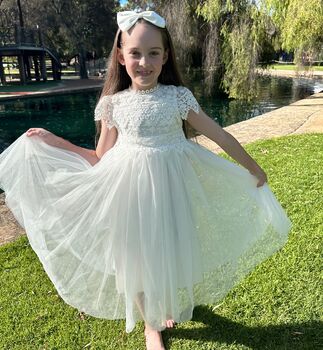 Audrey In Ivory White ~ Party Or Flower Girl Dress, 4 of 5