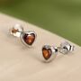 Tiny Garnet Red Cz Heart Stud Earrings, thumbnail 1 of 12
