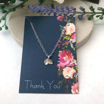 Personalised Thank You Teacher Gift Sterling Silver Mini Leaf Necklace, 2 of 12
