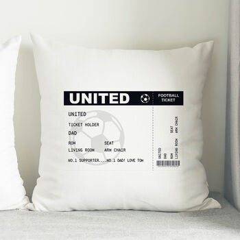 Personalised Football Ticket Cushion For Dad, 2 of 5