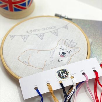 Coronation Corgi Bunting Embroidery Kit, 5 of 7