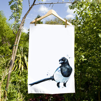 Inky Magpie Tea Towel, 3 of 8