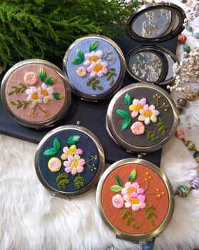 Hand Embroidered Compact Mirror, 4 of 7